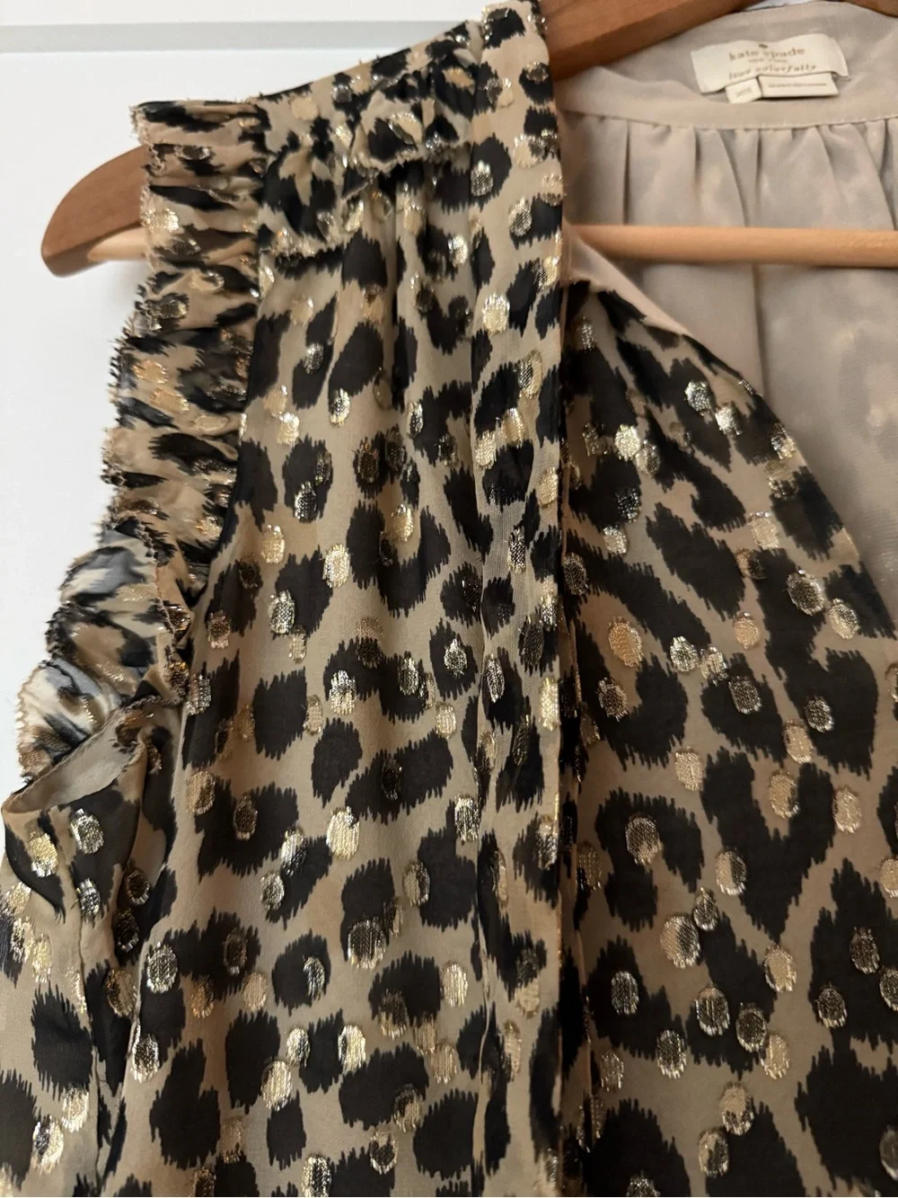 kate spade Beige and Black Leopard Print Ruffle Camisole